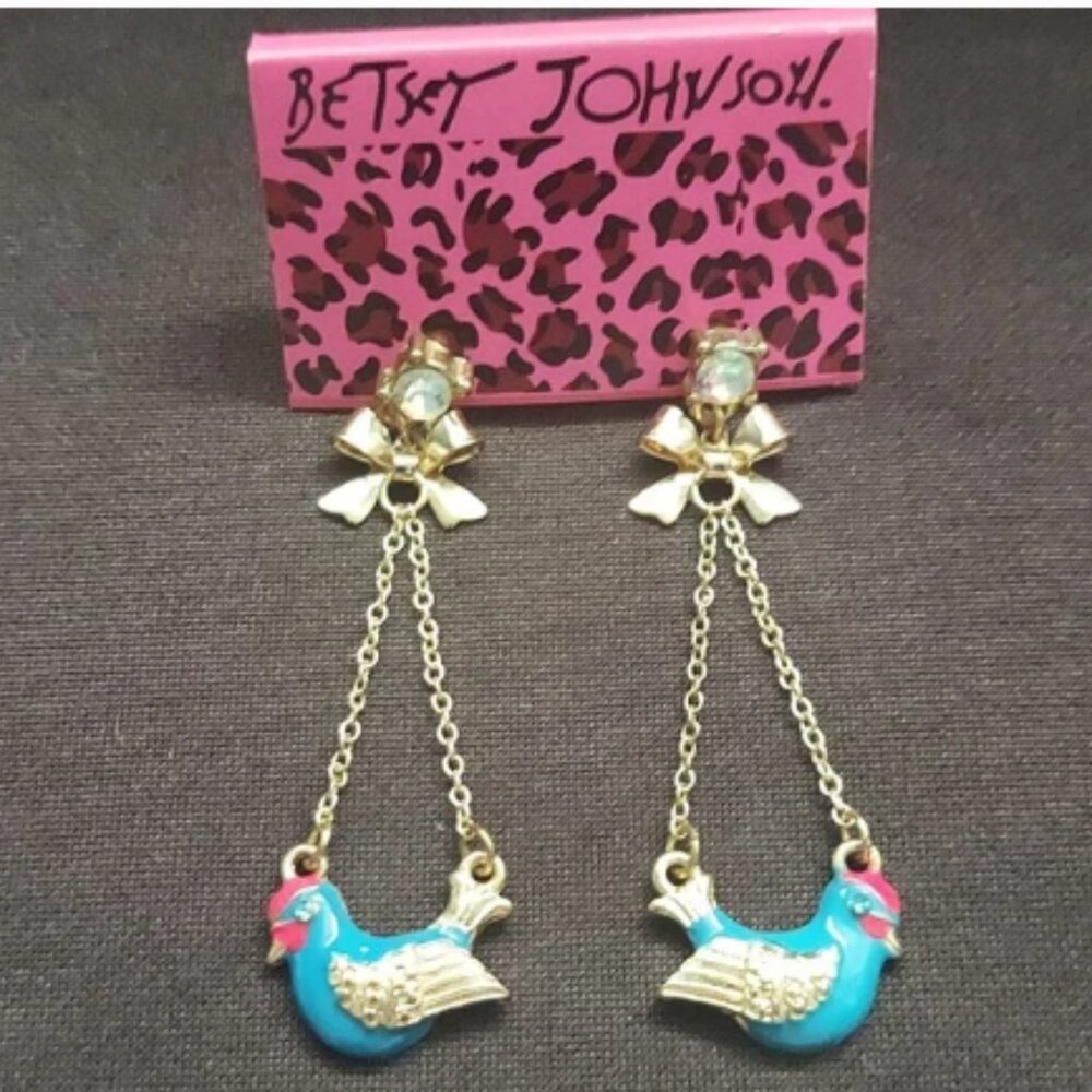 Betsey Johnson Blue Bird Dangle Earrings VINTAGE